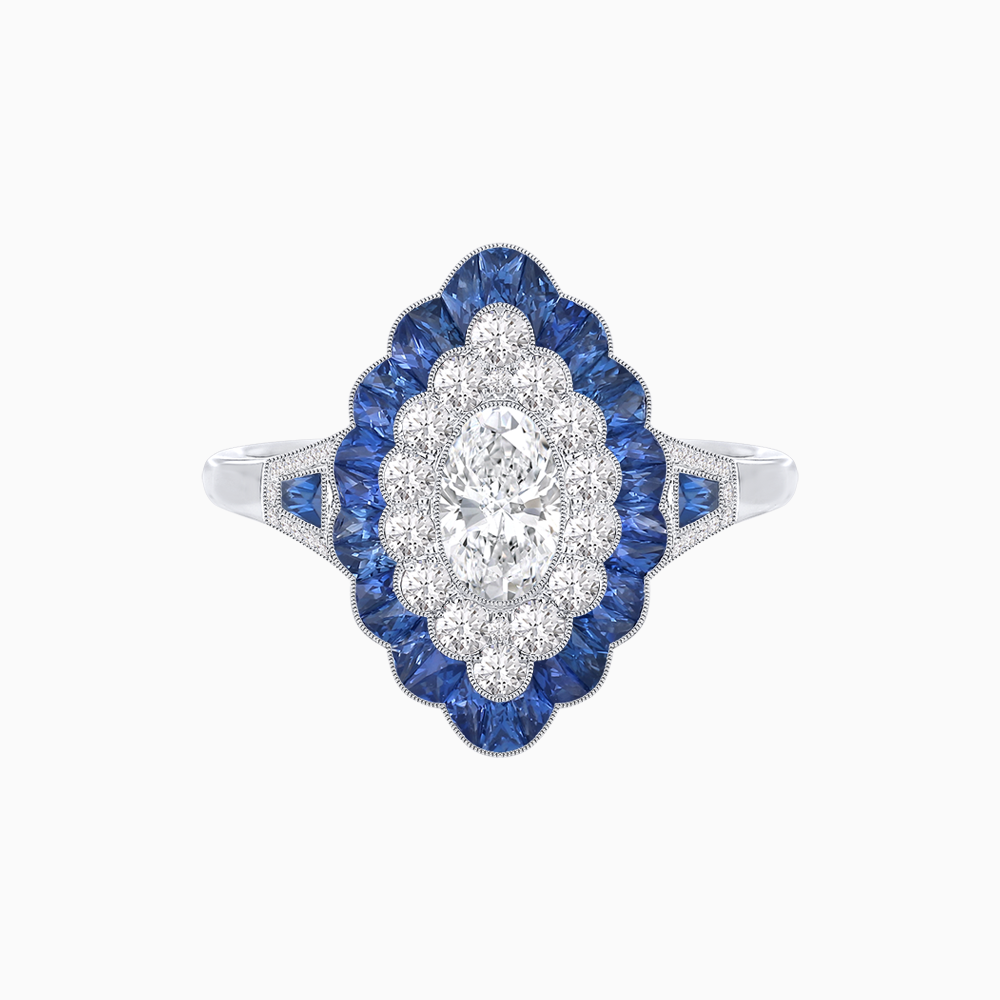 Antique Inspired Oval Cut Diamond and Cocktail Ring