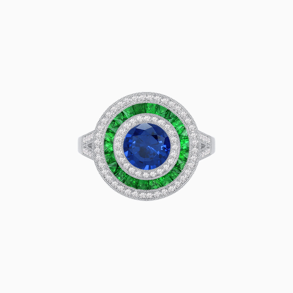 Vintage-Inspired Multi-Halo Gemstone Ring
