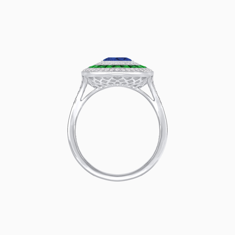 Vintage-Inspired Multi-Halo Gemstone Ring