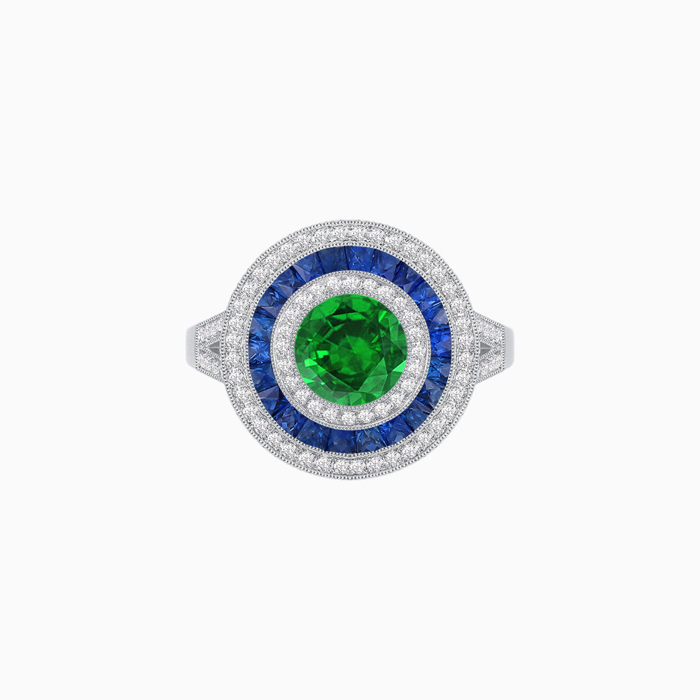 Vintage-Inspired Multi-Halo Gemstone Ring