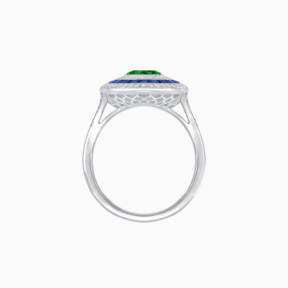 Vintage-Inspired Multi-Halo Gemstone Ring