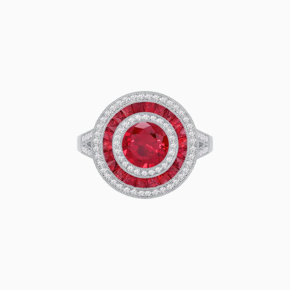 Vintage-Inspired Multi-Halo Gemstone Ring