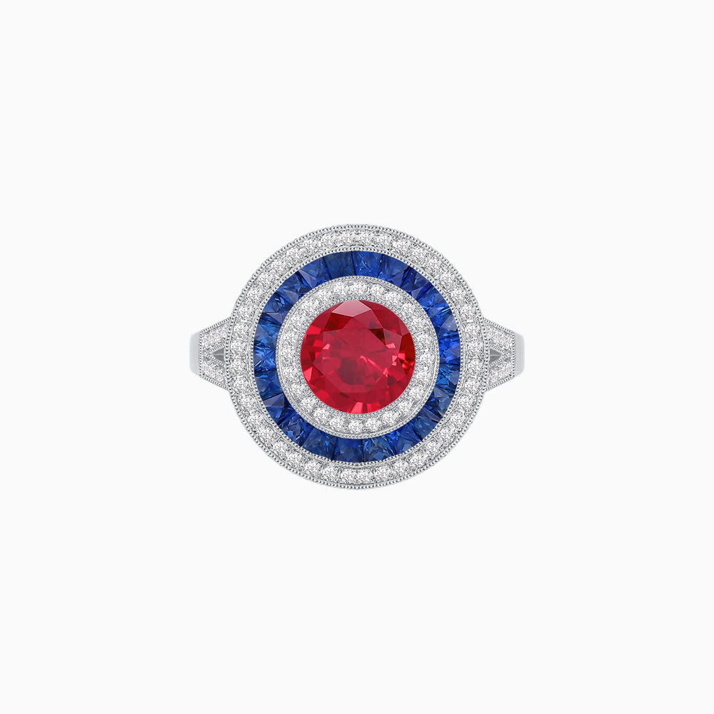 Vintage-Inspired Multi-Halo Gemstone Ring