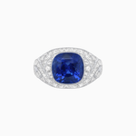 Load image into Gallery viewer, Art Deco Inspired Cushion Cut Ring with Baguette Diamonds