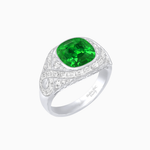Load image into Gallery viewer, Art Deco Inspired Cushion Cut Ring with Baguette Diamonds