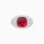 Load image into Gallery viewer, Art Deco Inspired Cushion Cut Ring with Baguette Diamonds