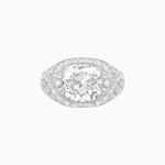 Load image into Gallery viewer, Art Deco Inspired Cushion Cut Ring with Baguette Diamonds