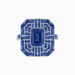 Load image into Gallery viewer, Art Deco Style Emerald Cut Geometric Engagement Ring with Diamond
