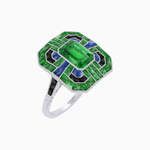Load image into Gallery viewer, Art Deco Style Emerald Cut Geometric Engagement Ring with Diamond