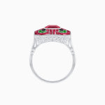 Load image into Gallery viewer, Art Deco Style Emerald Cut Geometric Engagement Ring with Diamond