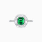 Load image into Gallery viewer, Art Deco Style Asscher Cut Halo Engagement Ring with Diamond