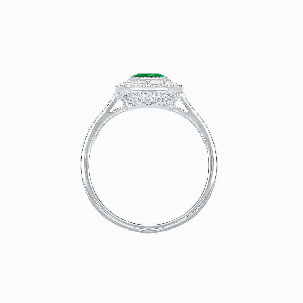 Art Deco Style Asscher Cut Halo Engagement Ring with Diamond