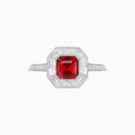 Load image into Gallery viewer, Art Deco Style Asscher Cut Halo Engagement Ring with Diamond
