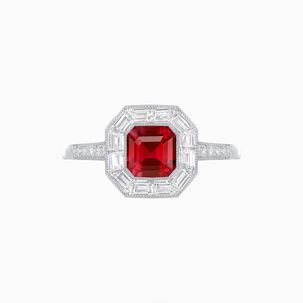Art Deco Style Asscher Cut Halo Engagement Ring with Diamond