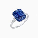 Load image into Gallery viewer, Art Deco Inspired Emerald Cut French-Cut Gemstone Halo Ring