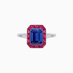 Load image into Gallery viewer, Art Deco Inspired Emerald Cut French-Cut Gemstone Halo Ring