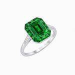 Load image into Gallery viewer, Art Deco Inspired Emerald Cut French-Cut Gemstone Halo Ring