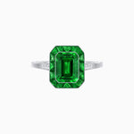 Load image into Gallery viewer, Art Deco Inspired Emerald Cut French-Cut Gemstone Halo Ring
