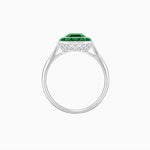 Load image into Gallery viewer, Art Deco Inspired Emerald Cut French-Cut Gemstone Halo Ring