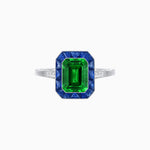 Load image into Gallery viewer, Art Deco Inspired Emerald Cut French-Cut Gemstone Halo Ring