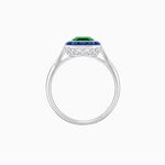 Load image into Gallery viewer, Art Deco Inspired Emerald Cut French-Cut Gemstone Halo Ring