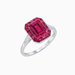 Load image into Gallery viewer, Art Deco Inspired Emerald Cut French-Cut Gemstone Halo Ring