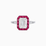 Load image into Gallery viewer, Art Deco Inspired Emerald Cut French-Cut Gemstone Halo Ring