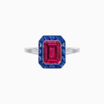 Load image into Gallery viewer, Art Deco Inspired Emerald Cut French-Cut Gemstone Halo Ring