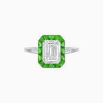 Load image into Gallery viewer, Art Deco Inspired Emerald Cut French-Cut Gemstone Halo Ring