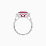 Load image into Gallery viewer, Art Deco Inspired Asscher Cut Ring with Baguette Diamond Halo