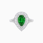 Load image into Gallery viewer, Art Deco Inspired Pear Cut Double Halo Ring with Baguette Diamonds