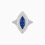 Load image into Gallery viewer, Marquise Diamond Double Halo Ring with Baguette Frame