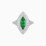 Load image into Gallery viewer, Marquise Diamond Double Halo Ring with Baguette Frame
