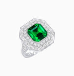 Load image into Gallery viewer, One-of-a-Kind Art Deco Inspired Emerald Cut Double Halo Ring