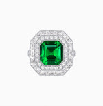Load image into Gallery viewer, One-of-a-Kind Art Deco Inspired Emerald Cut Double Halo Ring