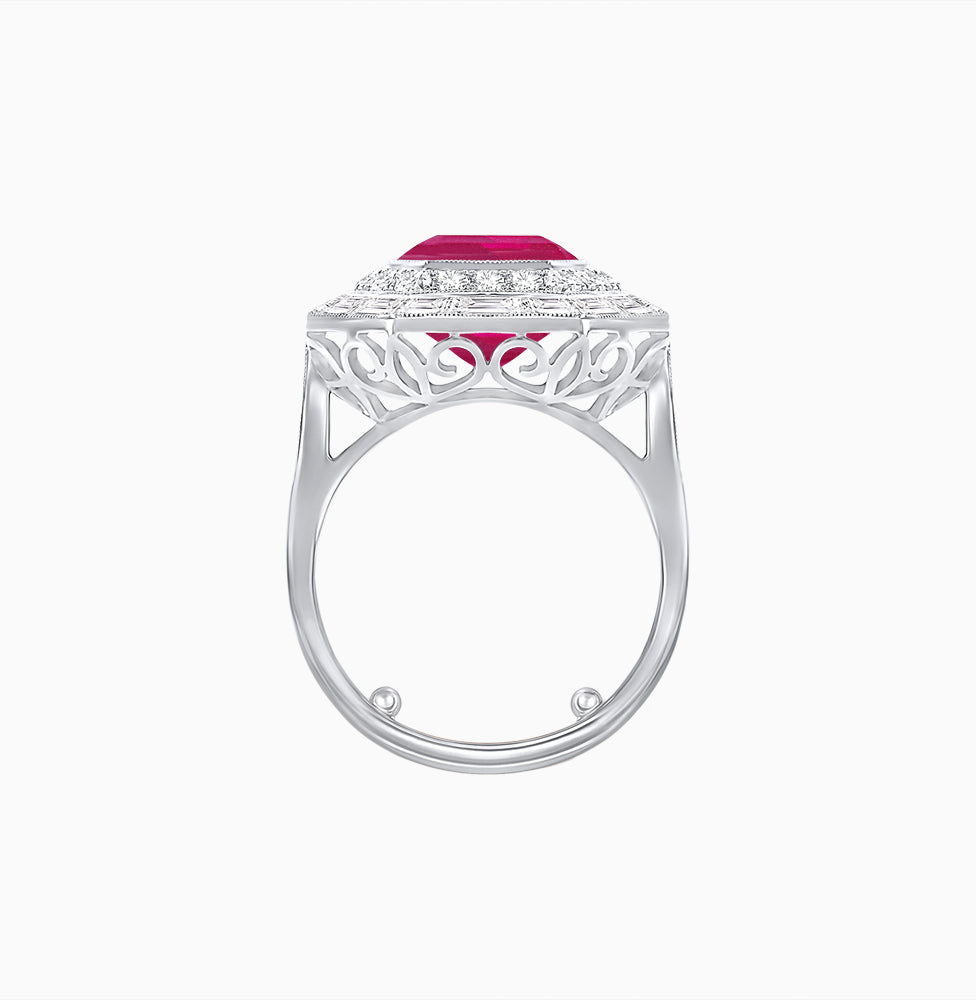 One-of-a-Kind Art Deco Inspired Emerald Cut Double Halo Ring