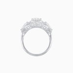 Load image into Gallery viewer, Vintage Inspired Cushion Cut Three-Stone Halo Ring with Pear-Shaped Side Stones