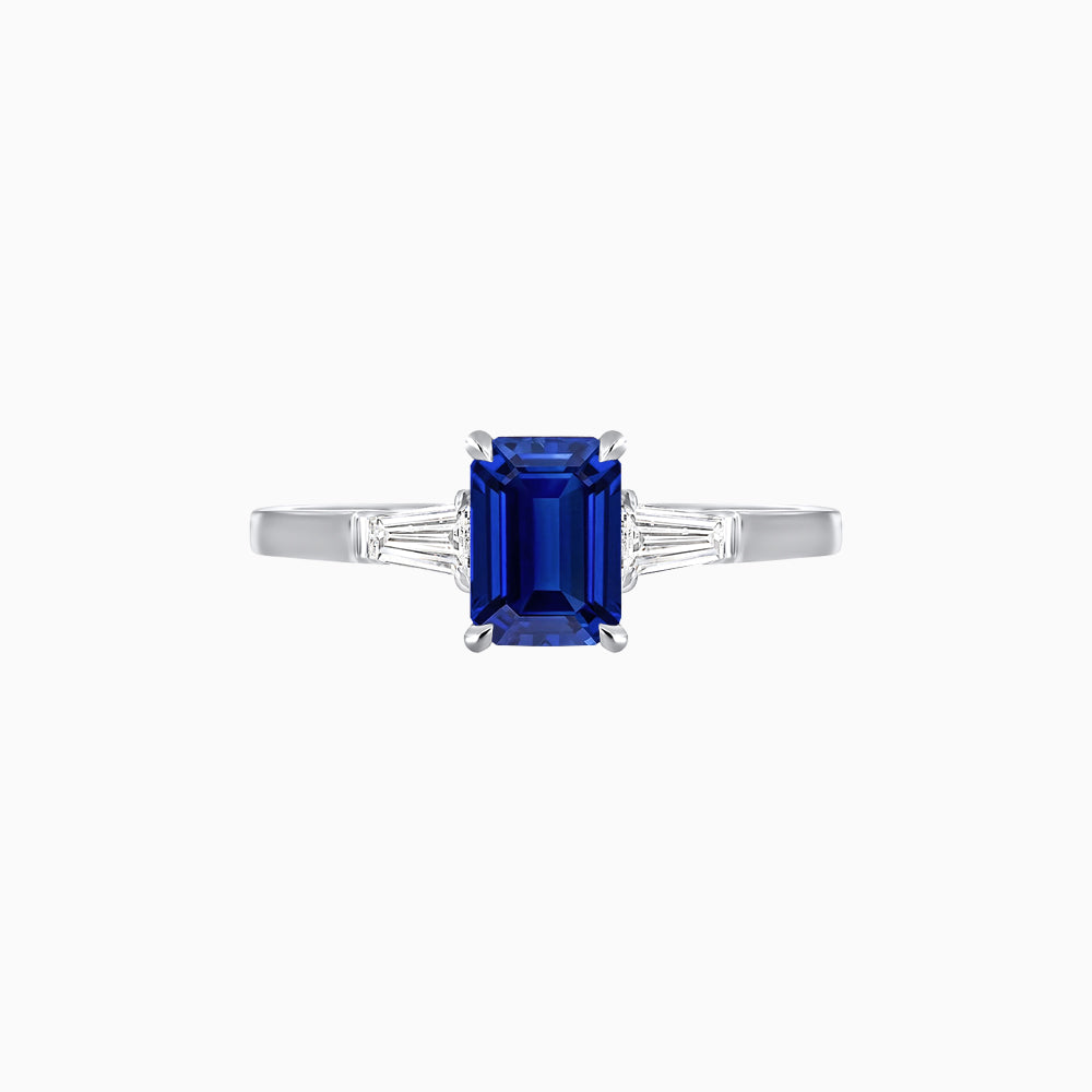Emerald Cut Three-Stone Art Deco Inspired Engagement Ring