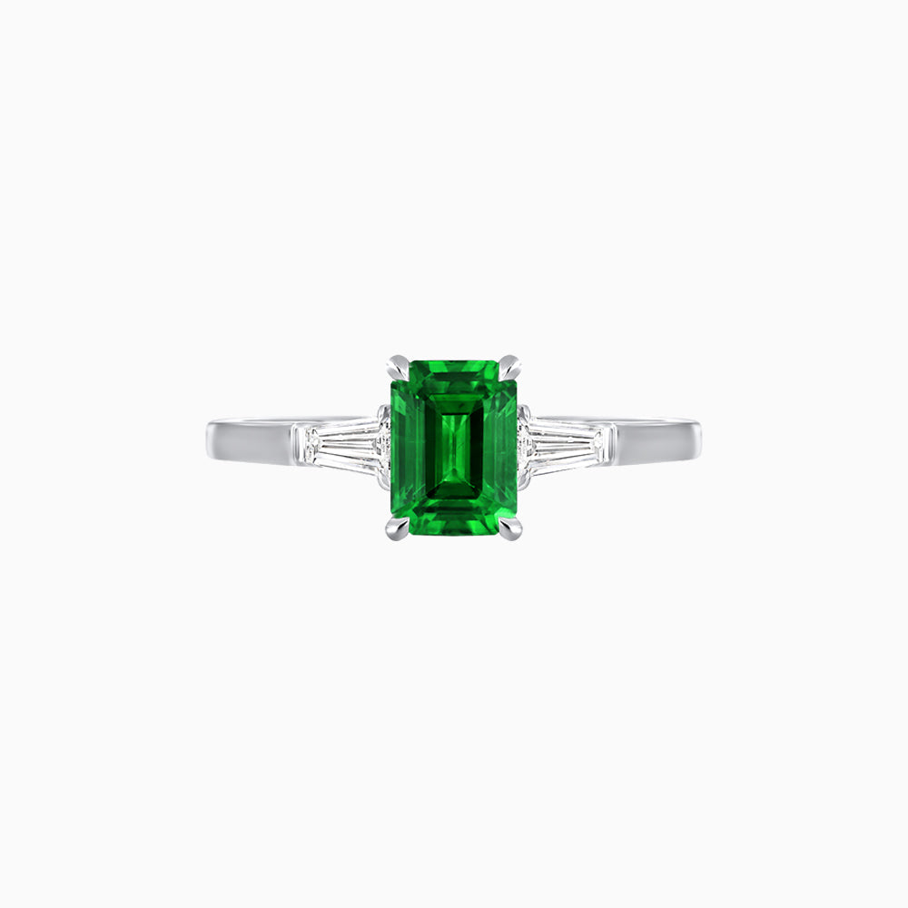 Emerald Cut Three-Stone Art Deco Inspired Engagement Ring