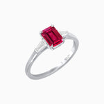 Load image into Gallery viewer, Emerald Cut Three-Stone Art Deco Inspired Engagement Ring