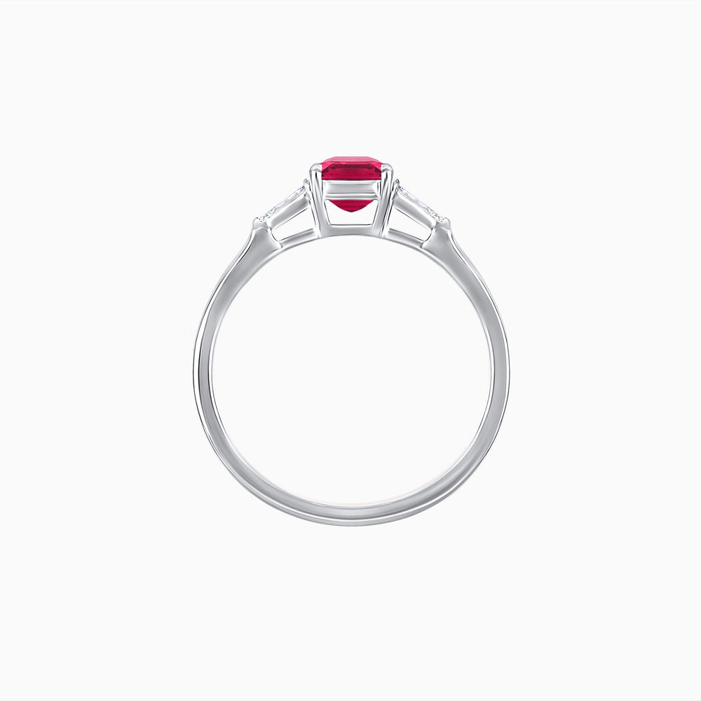 Emerald Cut Three-Stone Art Deco Inspired Engagement Ring