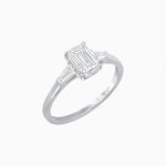 Load image into Gallery viewer, Emerald Cut Three-Stone Art Deco Inspired Engagement Ring