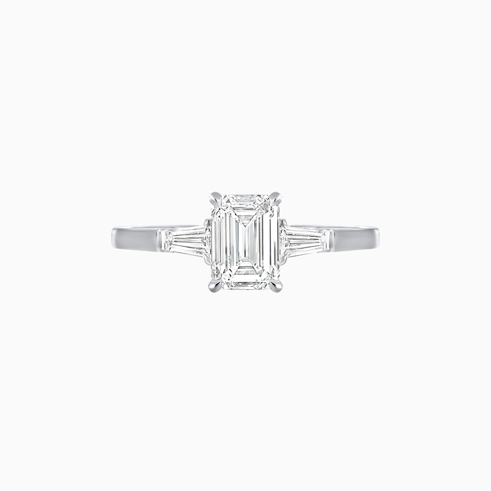 Emerald Cut Three-Stone Art Deco Inspired Engagement Ring