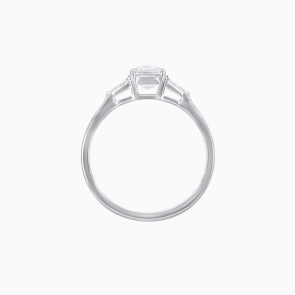 Emerald Cut Three-Stone Art Deco Inspired Engagement Ring