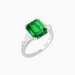 Load image into Gallery viewer, Emerald-Cut Engagement Ring with Tapered Baguette Side Stones