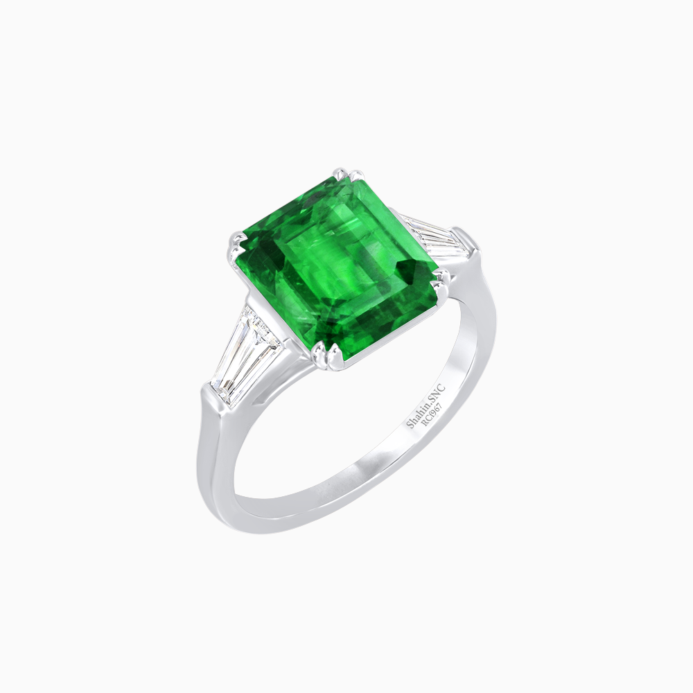 Emerald-Cut Engagement Ring with Tapered Baguette Side Stones