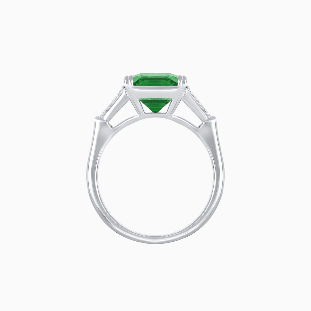 Emerald-Cut Engagement Ring with Tapered Baguette Side Stones