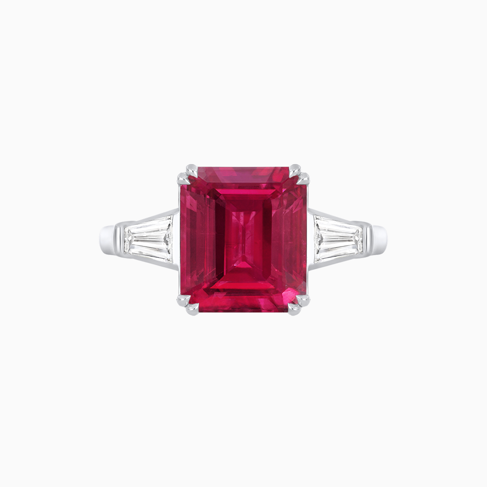 Emerald-Cut Engagement Ring with Tapered Baguette Side Stones