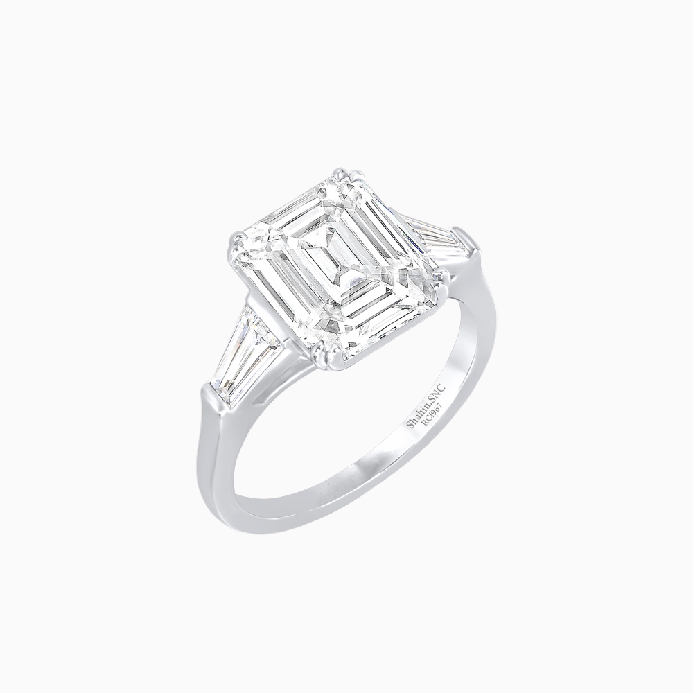Emerald-Cut Engagement Ring with Tapered Baguette Side Stones