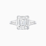 Load image into Gallery viewer, Emerald-Cut Engagement Ring with Tapered Baguette Side Stones
